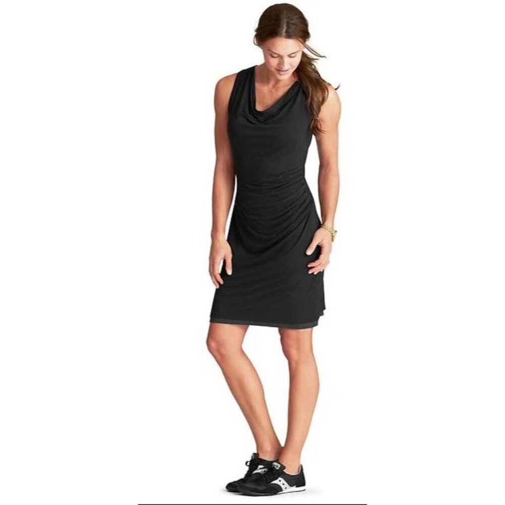 Athleta‎ Inverse Drape Dress Womens S Black Gray Reversible Pullover Travel